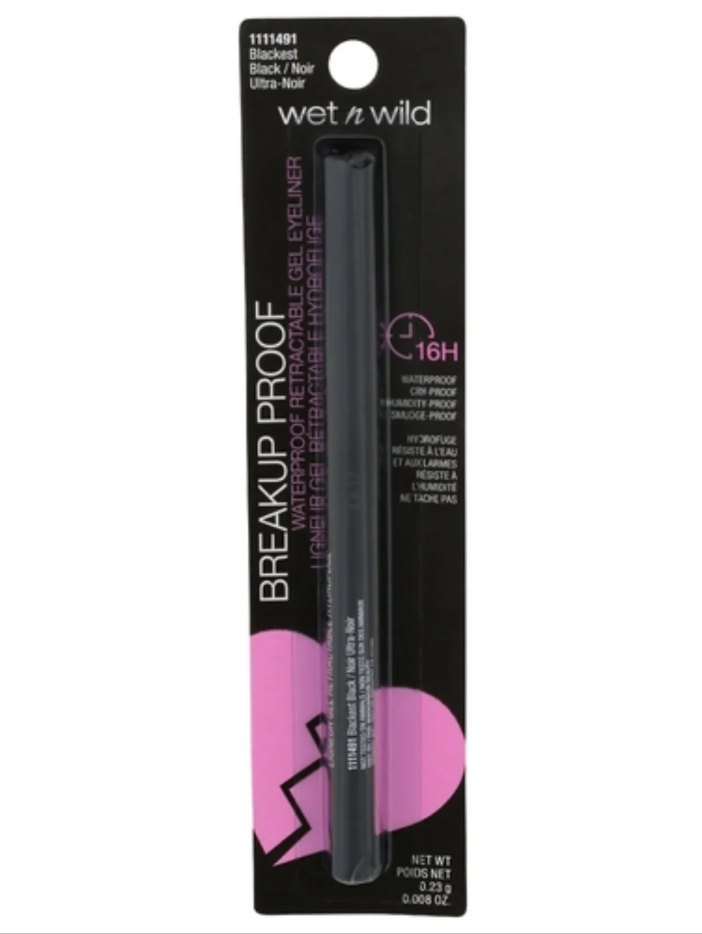 Wet N Wild, Breakup Proof, Retractable Gel Eyeliner 1111491 Blackest Black